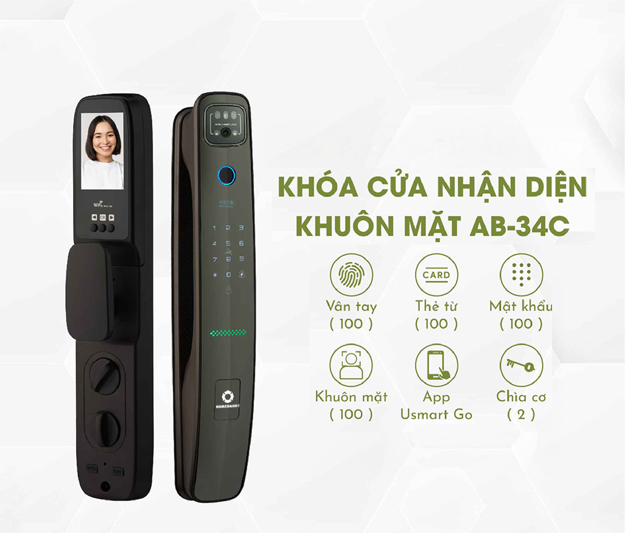 Khóa cửa nhận diện khuôn mặt AB-34C HomeDash