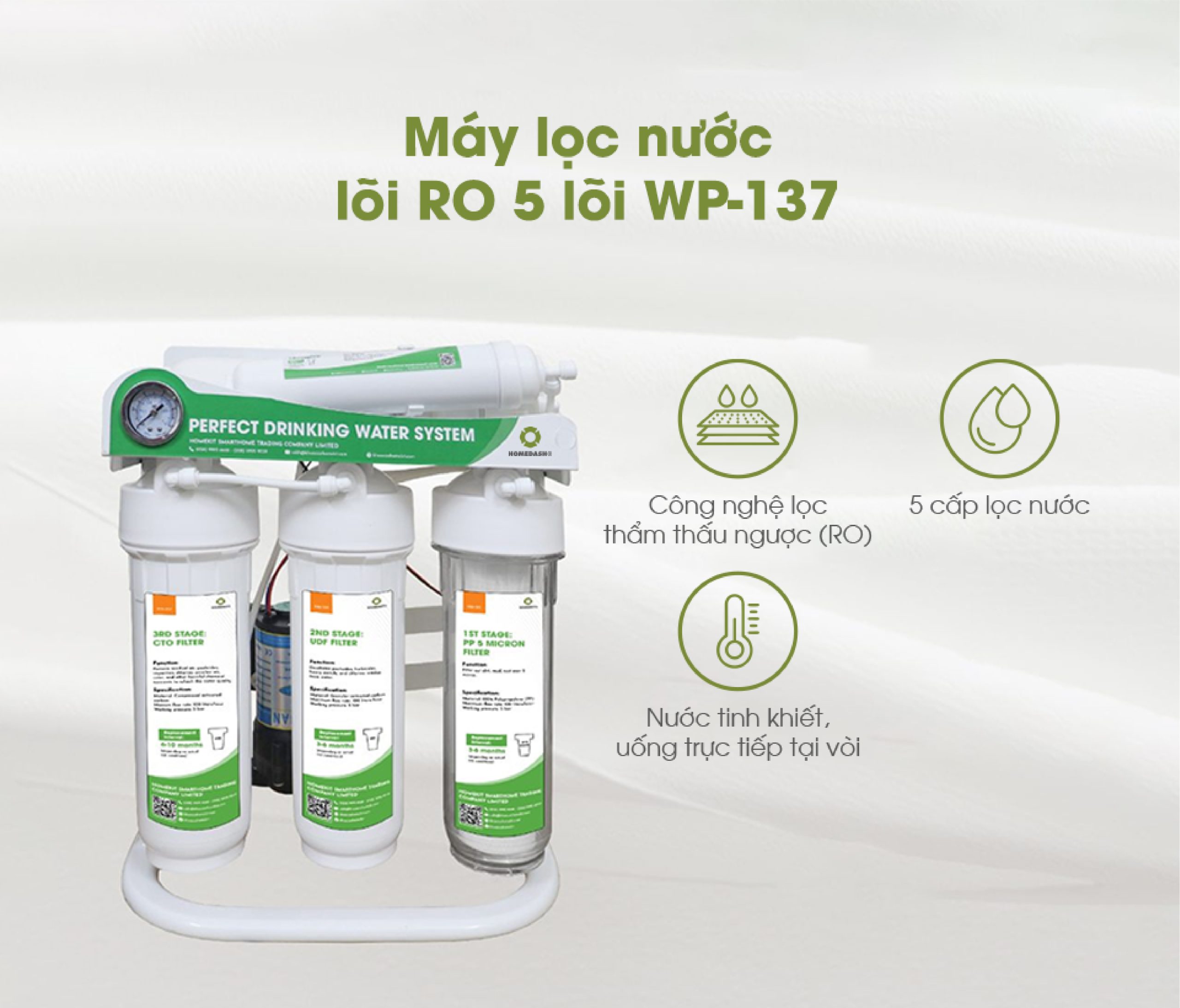 Máy lọc nước lắp âm RO 5 lõi WP-137 HomeDash
